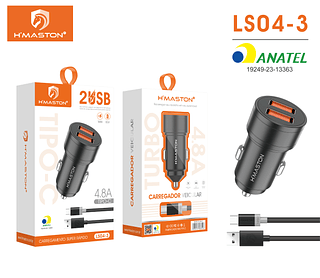 CARREGADOR VEICULAR 4.8A TYPEC