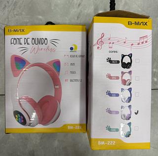 FONE COM ORELHA DE GATO BLUETOOTH LED