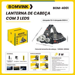 LANTERNA DE CABEÇA COM 3LEDS