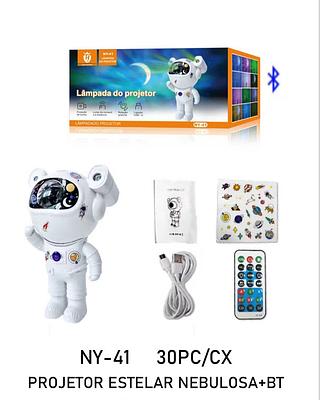 PROJETOR DE LUZ ASTRONAUTA GALAXIA E ESTRELA + CONTROLE COM BLUETOOTH